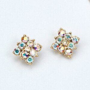 Iridescent Crystal Flower Stud Earrings Made with Swarovski Crystals